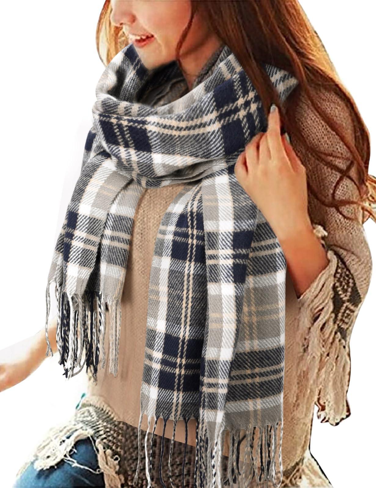 Only-bags.store  Kariertes Dreieckstuch Winter, Pashmina-Schal weicher Quasten-Wickelschal 