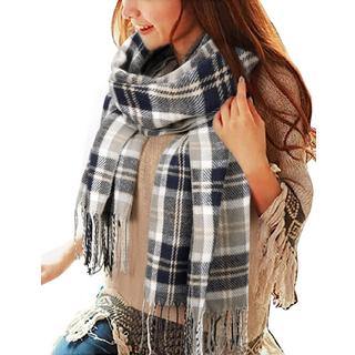 Only-bags.store Sciarpa Pashmina Invernale a Quadri con Nappe  