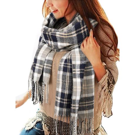 Only-bags.store  Kariertes Dreieckstuch Winter, Pashmina-Schal weicher Quasten-Wickelschal 