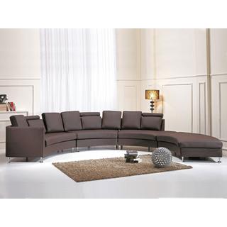 Beliani Halbrundes Sofa aus Echtleder Retro ROTUNDE  