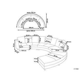 Beliani Halbrundes Sofa aus Echtleder Retro ROTUNDE  