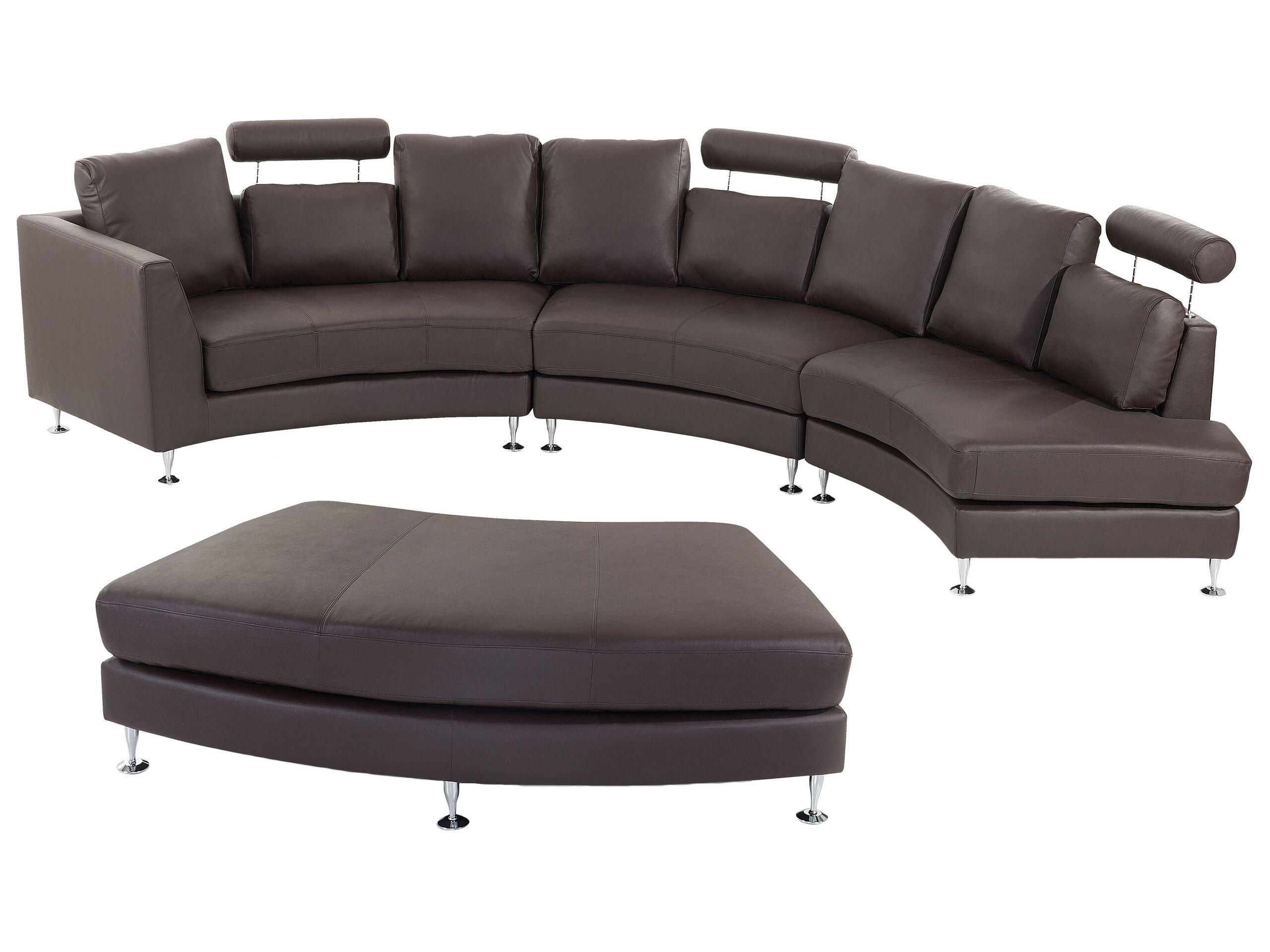 Beliani Halbrundes Sofa aus Echtleder Retro ROTUNDE  