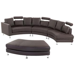 Beliani Halbrundes Sofa aus Echtleder Retro ROTUNDE  