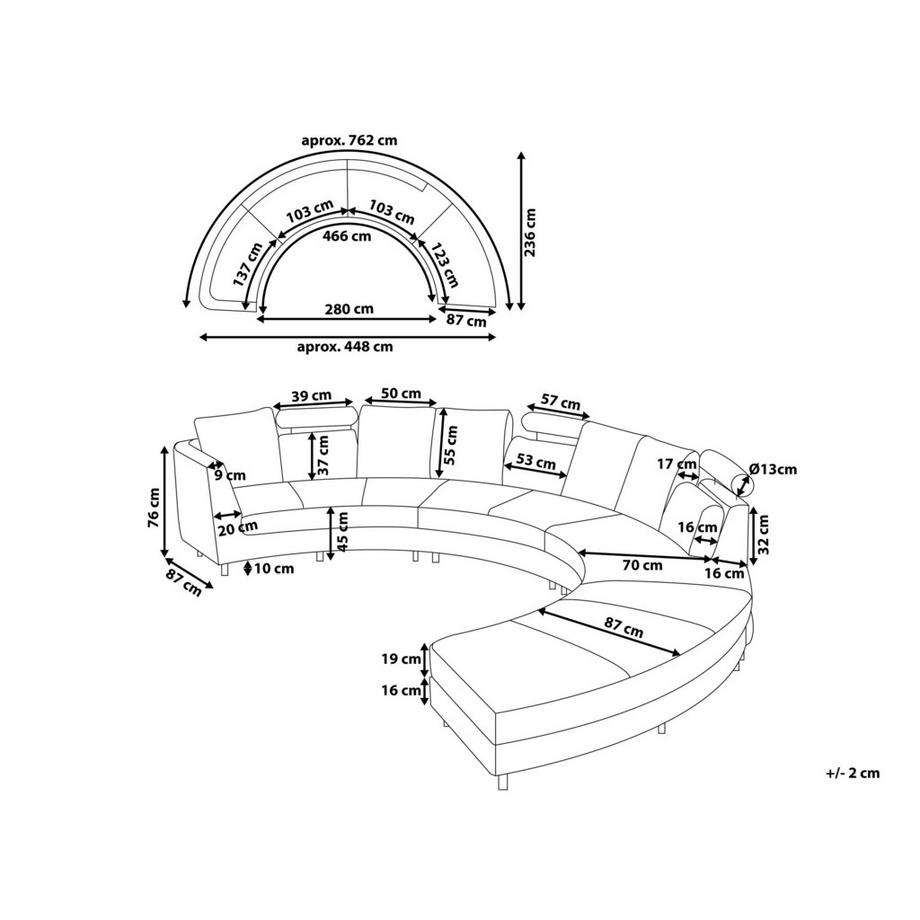 Beliani Canapé arrondi en Cuir Rétro ROTUNDE  