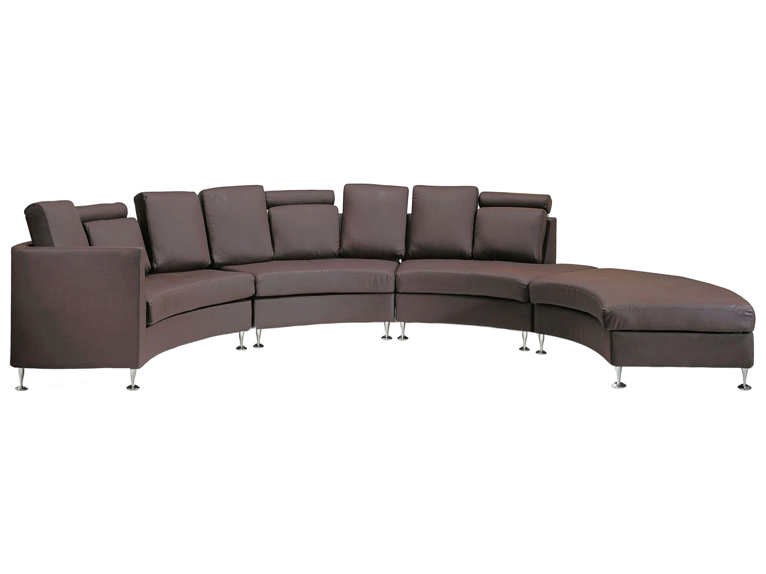 Beliani Halbrundes Sofa aus Echtleder Retro ROTUNDE  