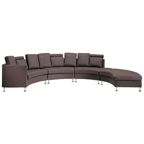 Beliani Halbrundes Sofa aus Echtleder Retro ROTUNDE  