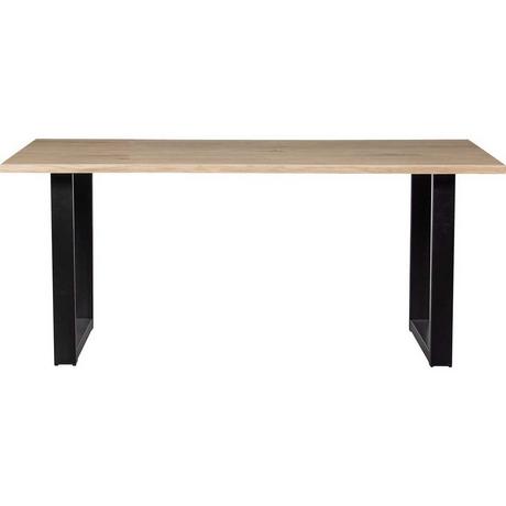 mutoni Table de salle à manger Tablo chêne FSC avec chant d&#039;arbre 160x90 pied en U  