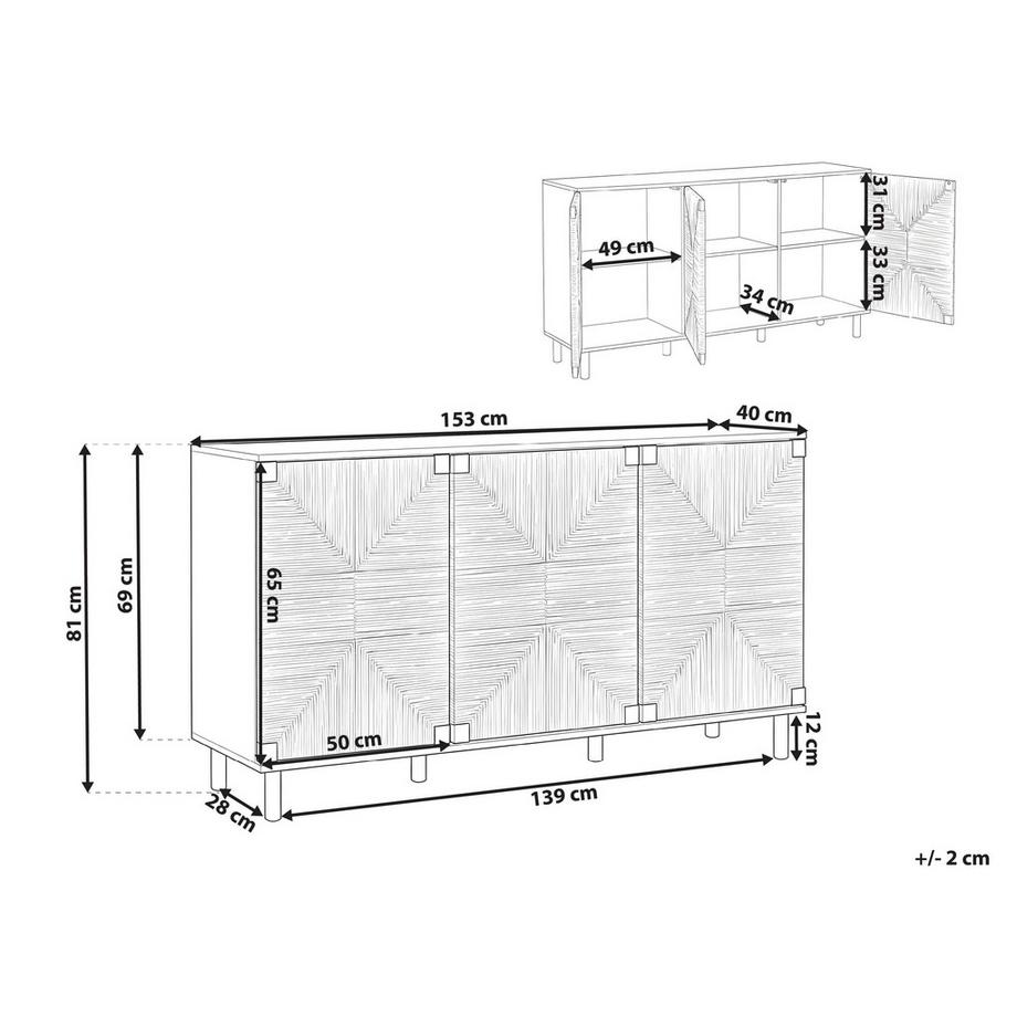 Beliani Commode 3 portes en Panneau de particules de bois Moderne BONDI  