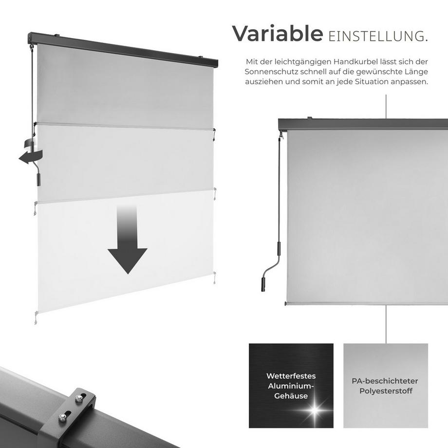 Tectake Senkrechtmarkise Eloise verschiedene Größen UV-beständig und wasserabweisend  