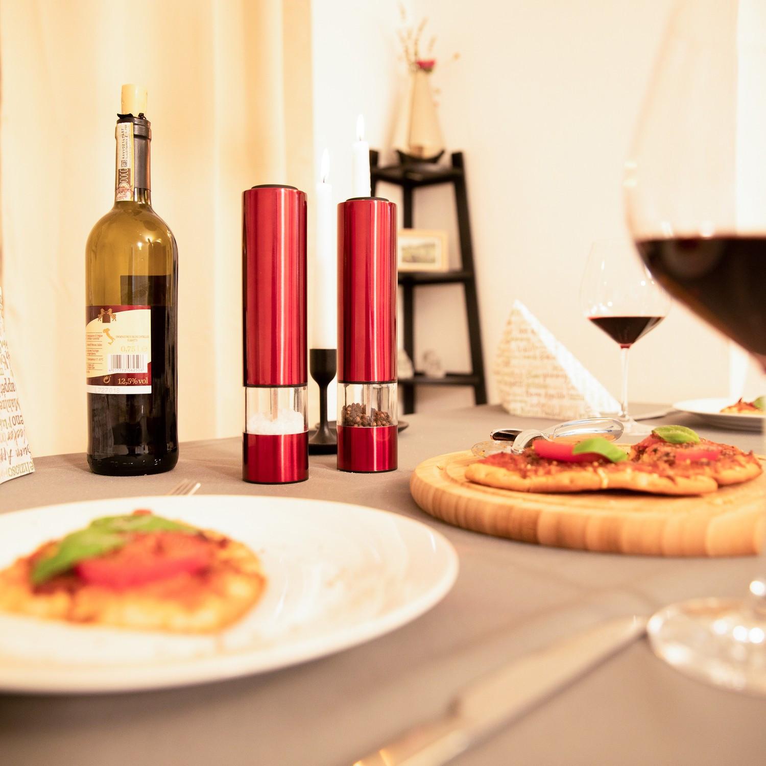 B2X Moulin à poivre électrique Lot de 2 Rouge  