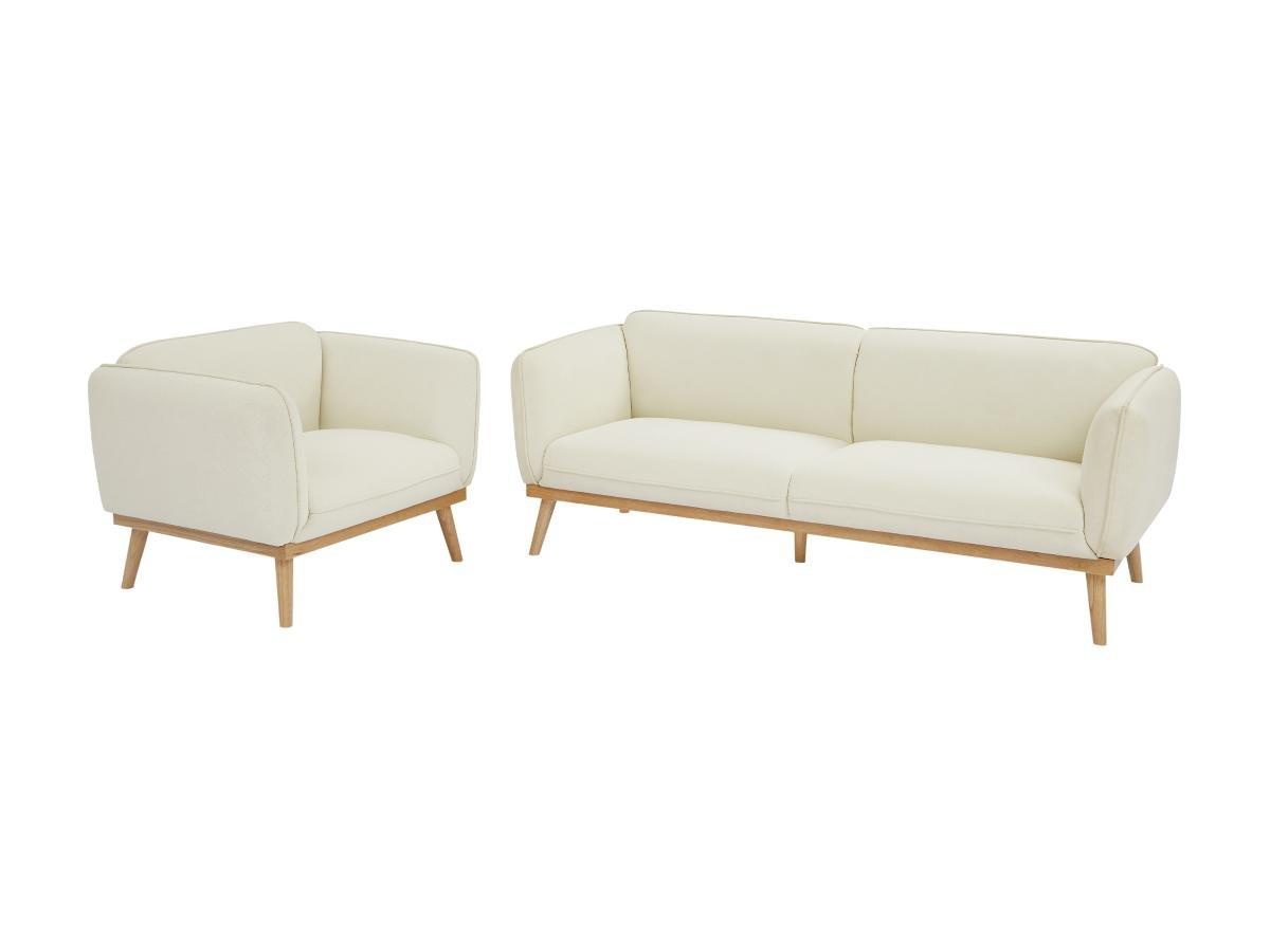 Image of Sofa 3-Sitzer & Sessel - Strukturstoff - Beige - FANIRA Sofa 3-Sitzer & Sessel - Strukturstoff - Beige - FANIRA