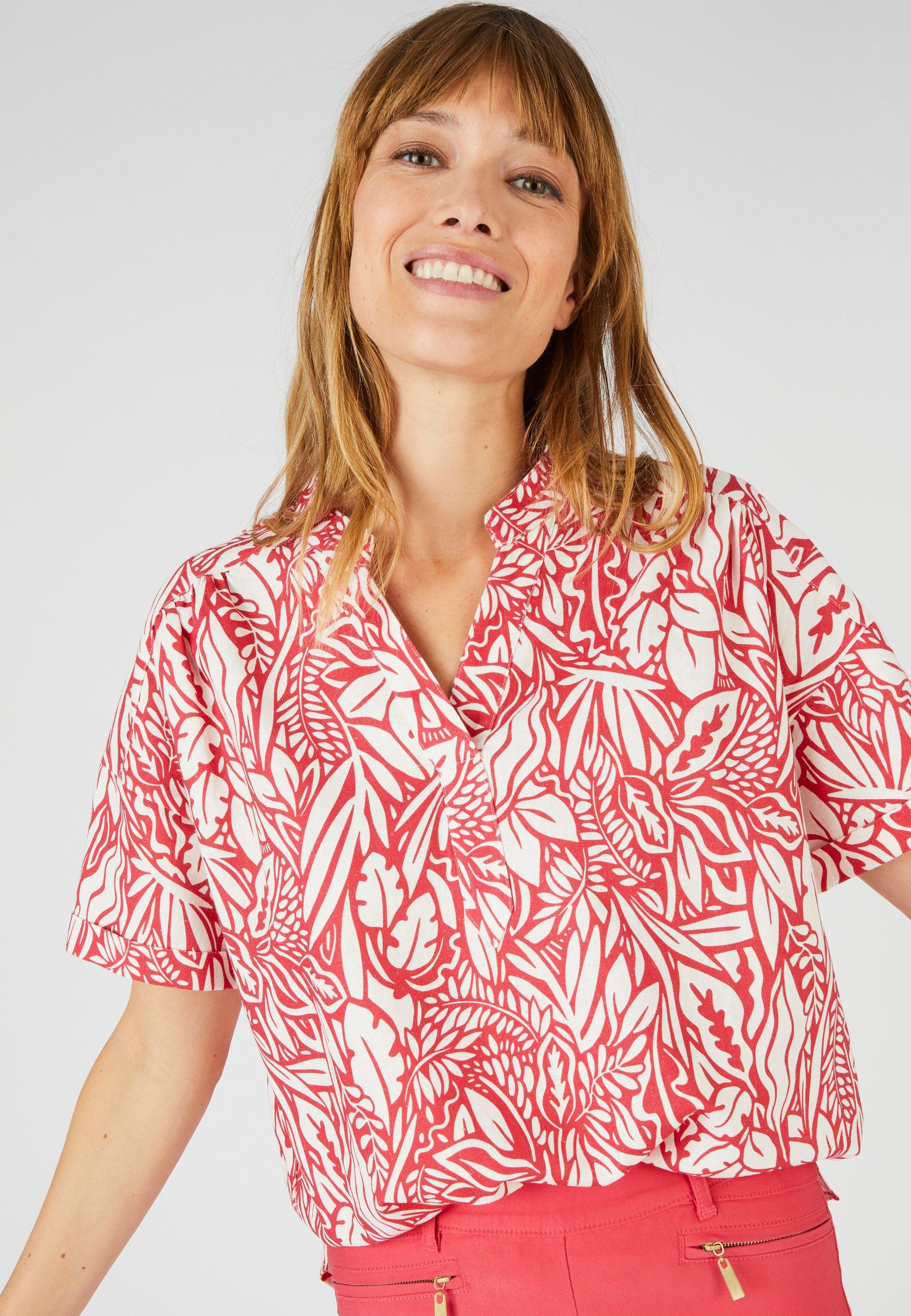 Image of Bluse Aus *leinenmix. Damen Rot 40