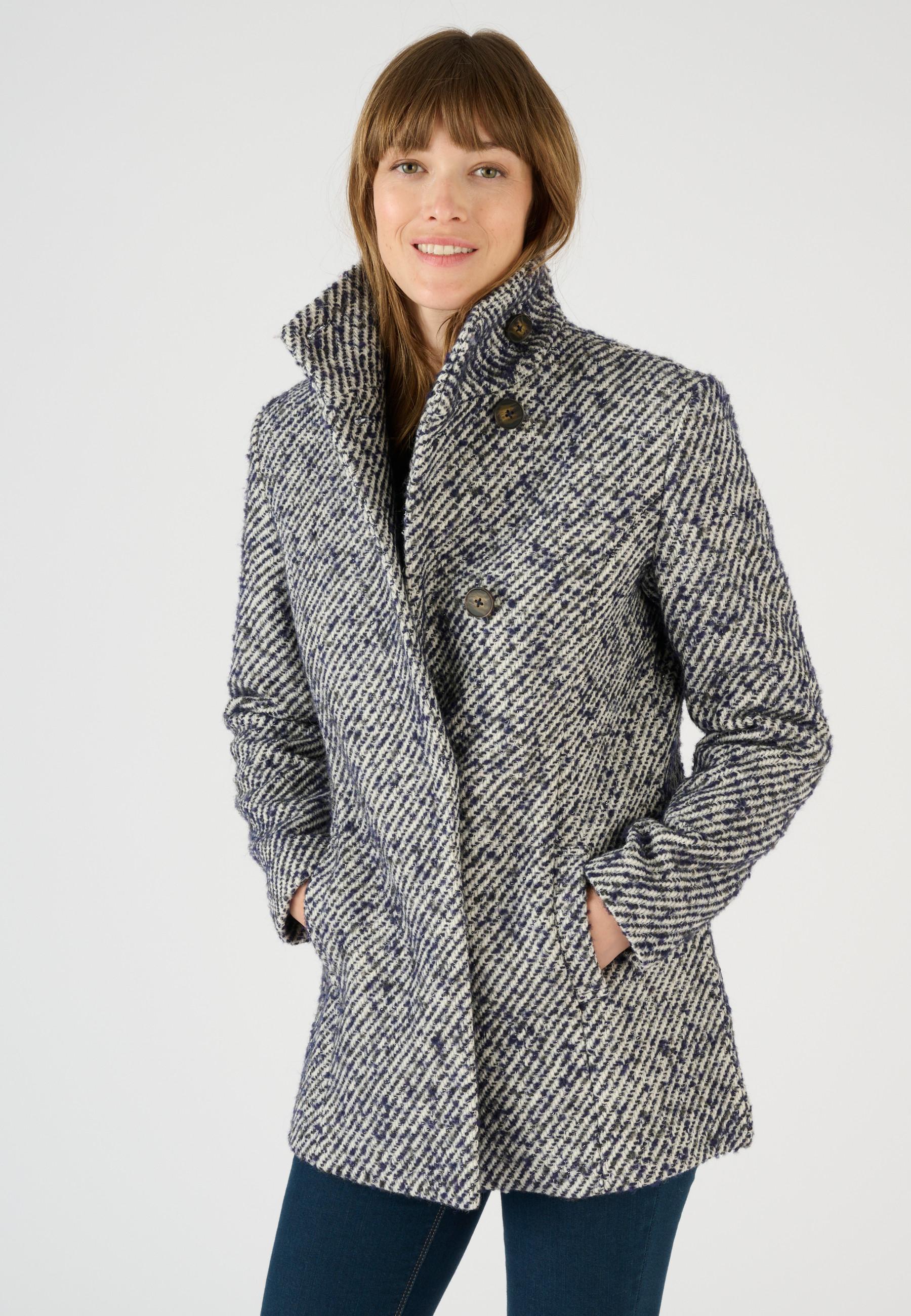 Image of Mantel Aus Meliertem Wollgemisch Thermolactyl Unisex Blau 50