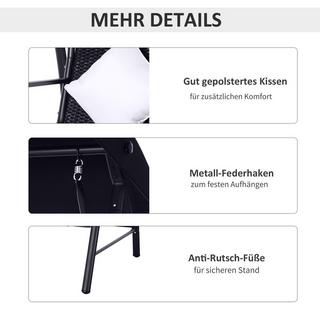 Northio Hollywood Swing 3 Places En Polyrotin En Métal Avec Coussin Pouvant Supporter Jusqu'À 360 Kg Neuf (Noir)  