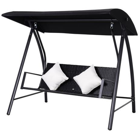 Northio Hollywood Swing 3 Places En Polyrotin En Métal Avec Coussin Pouvant Supporter Jusqu'À 360 Kg Neuf (Noir)  