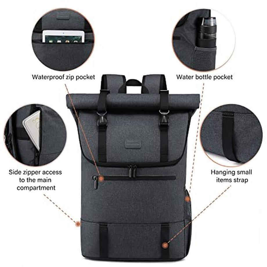 Only-bags.store Zaino Rolltop impermeabile per laptop da 17 pollici  