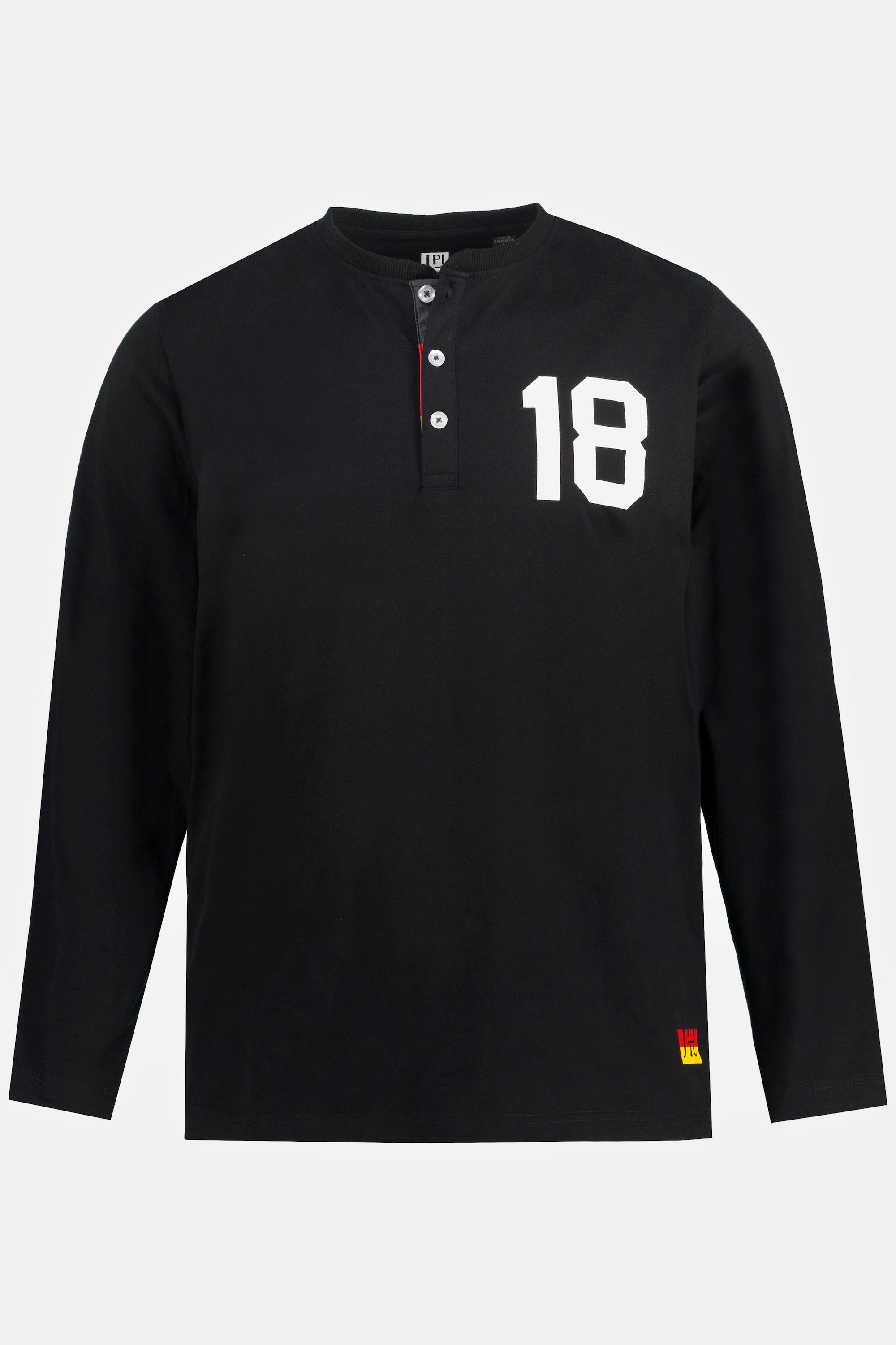 JP1880  T-shirt Henley à manches longues, patte de boutonnage, imprimé football 