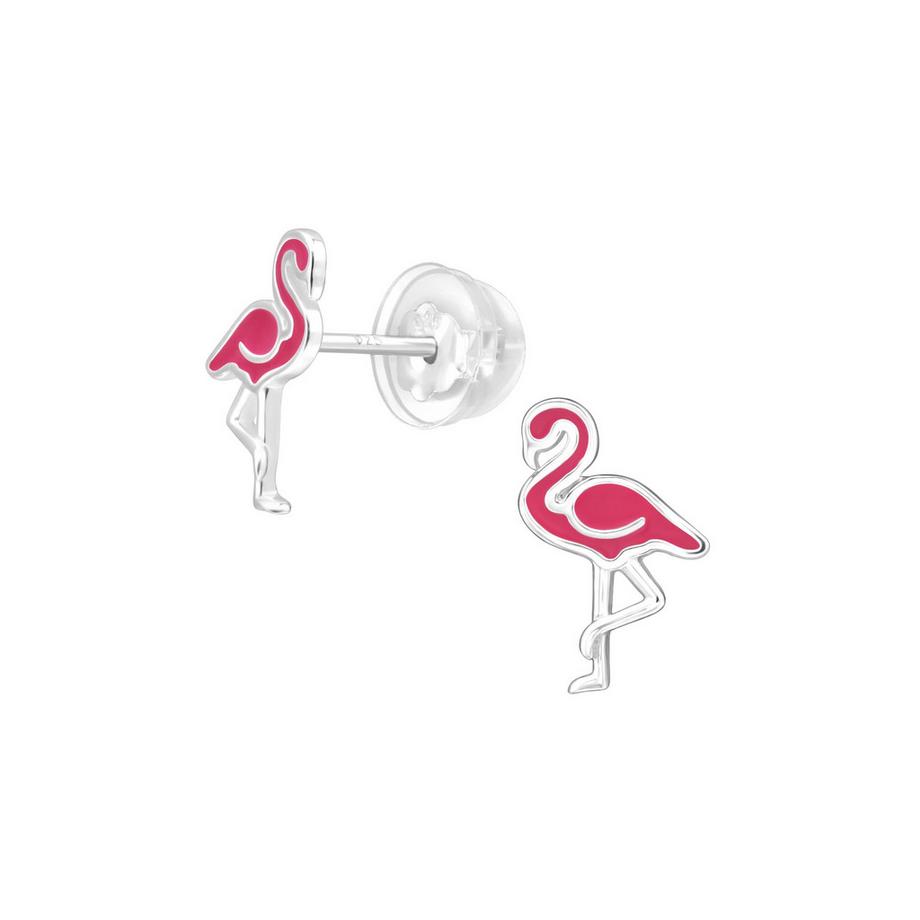 Puces d'eilles Flamant  Premium  en  Sterling avec Émail ( Résine   )