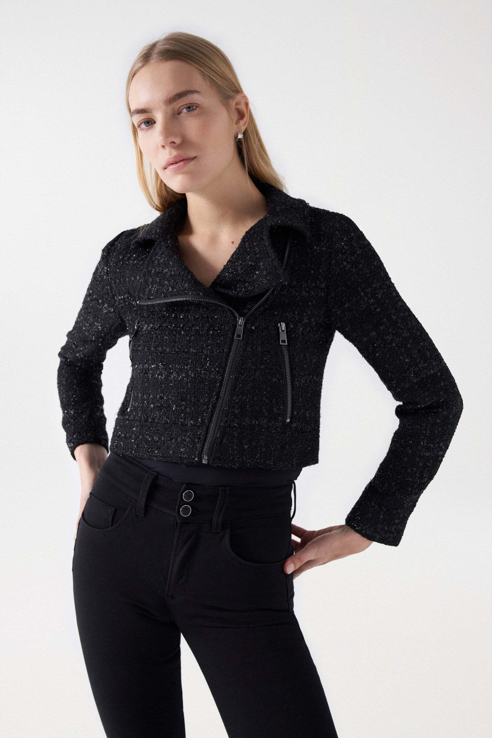 Salsa  Veste en tricot Tweed Biker Style Jacket 