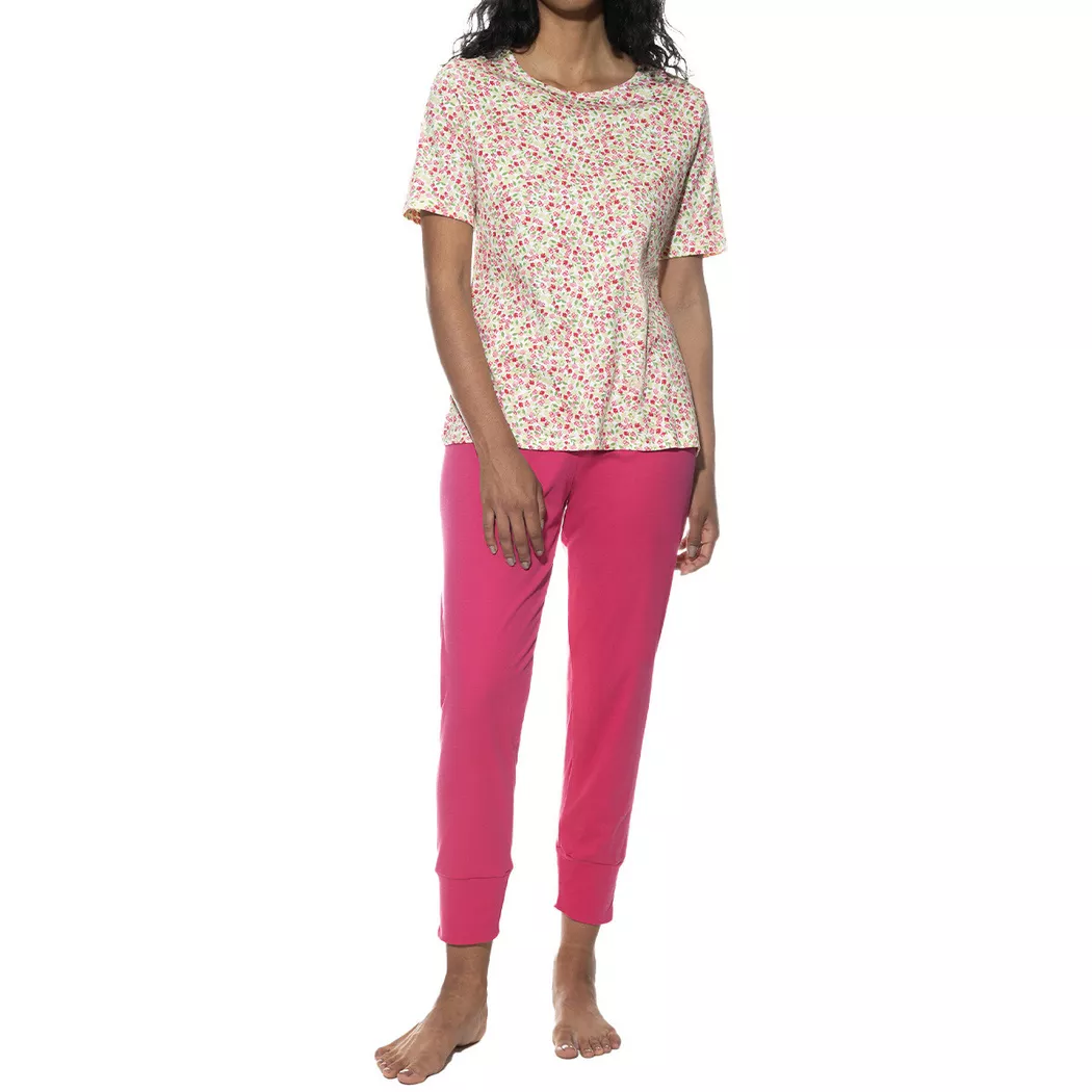 mey - Petites Fleurs - Schlafanzug, für Damen, Pink, Größe XL