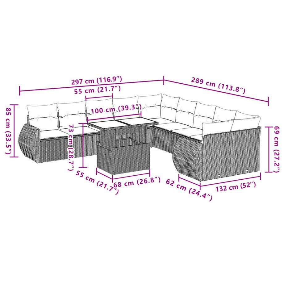 VidaXL Garten sofagarnitur poly-rattan  