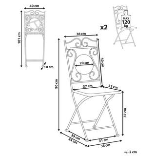 Beliani Lot de 2 chaises de jardin en Métal Rétro CARPINO  