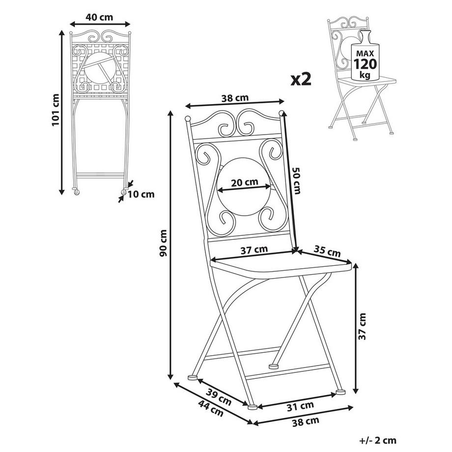 Beliani Set di 2 sedie da giardino en Ferro Retrò CARPINO  