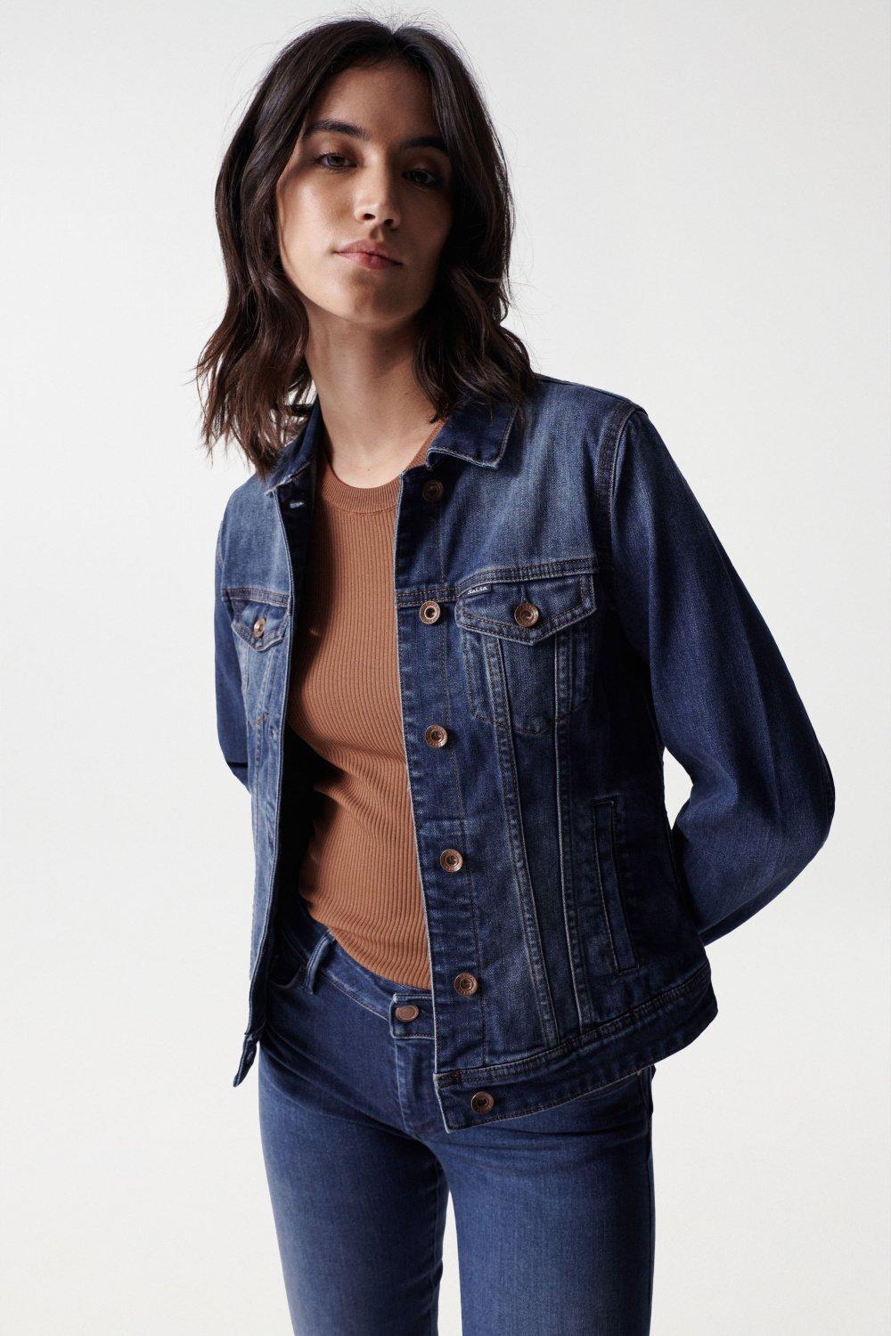 Image of Jeansjacken Denim Trucker Jacket Unisex Blau L