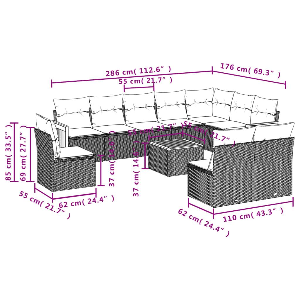 VidaXL Ensemble de canapés de jardin rotin synthétique  