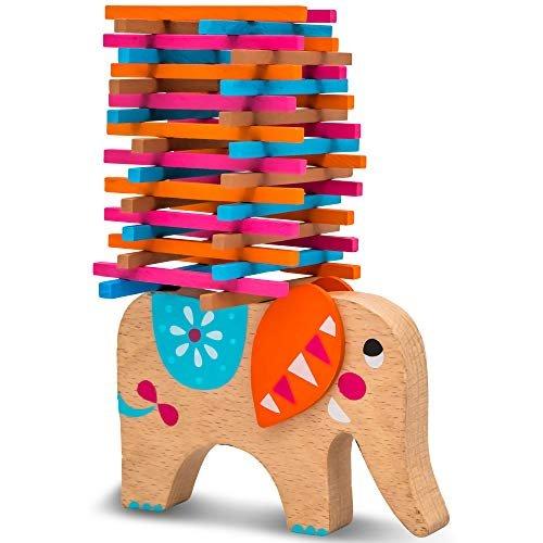 Activity-board  Jouet pile d'éléphants en bois pour l'apprentissage des compétences avec des bâtons colorés/naturels 