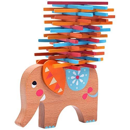 Activity-board  Jouet pile d'éléphants en bois pour l'apprentissage des compétences avec des bâtons colorés/naturels 