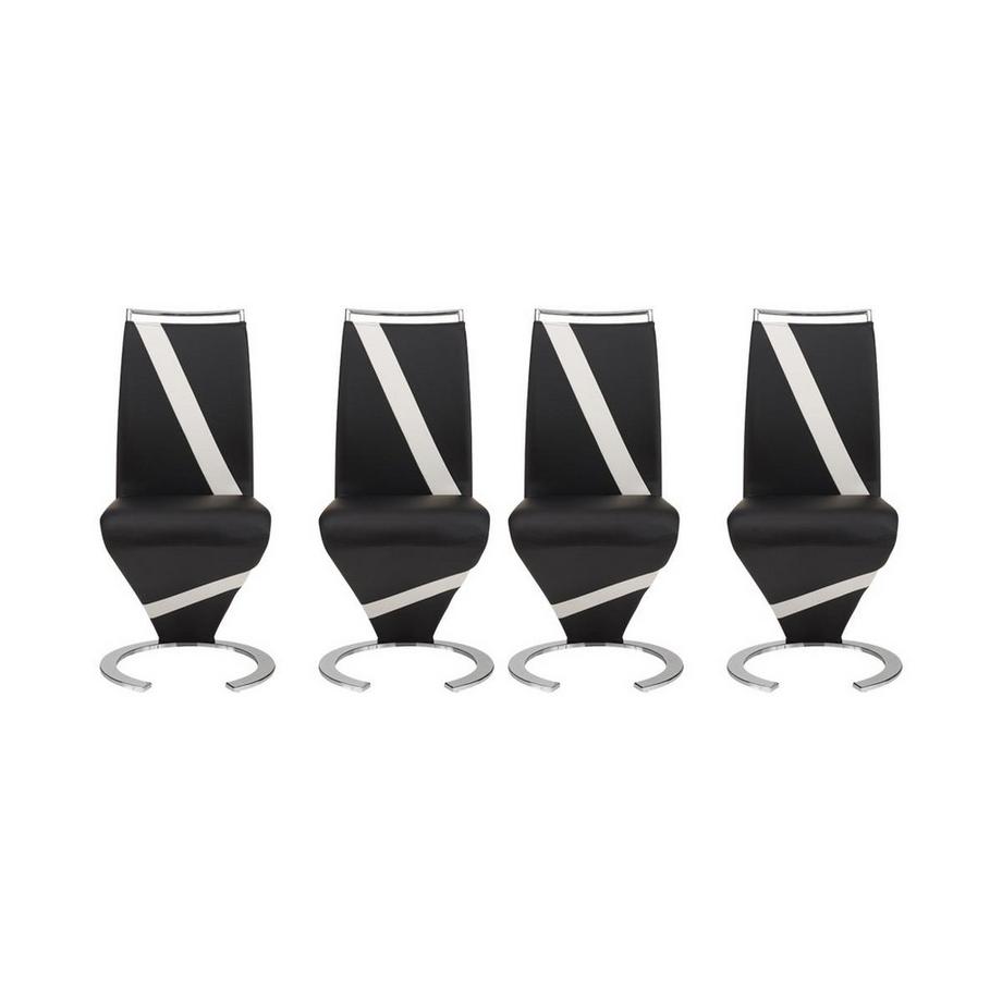 Vente-unique Lotto di 4 sedie in Similpelle nera e riga bianca TWIZY  