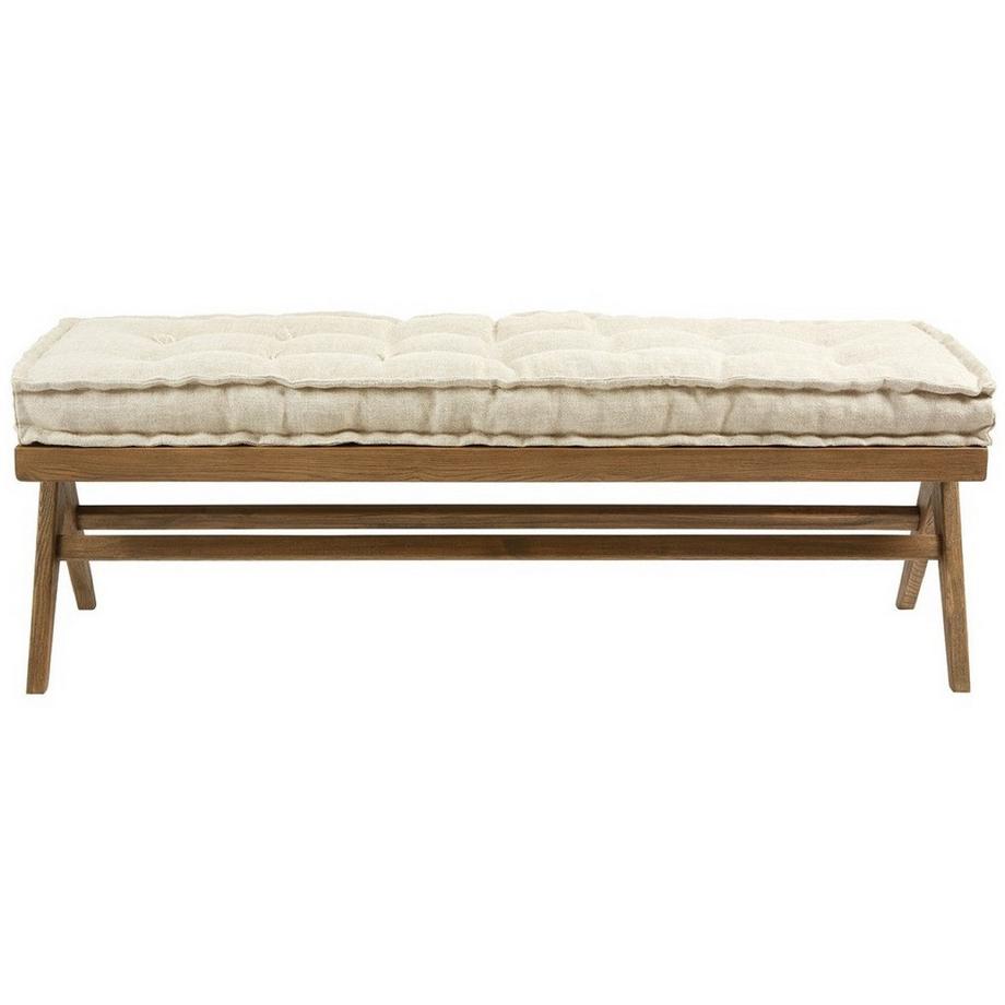 Blanc d'Ivoire Bank Mena Holz dunkel Leinen ecru 150  