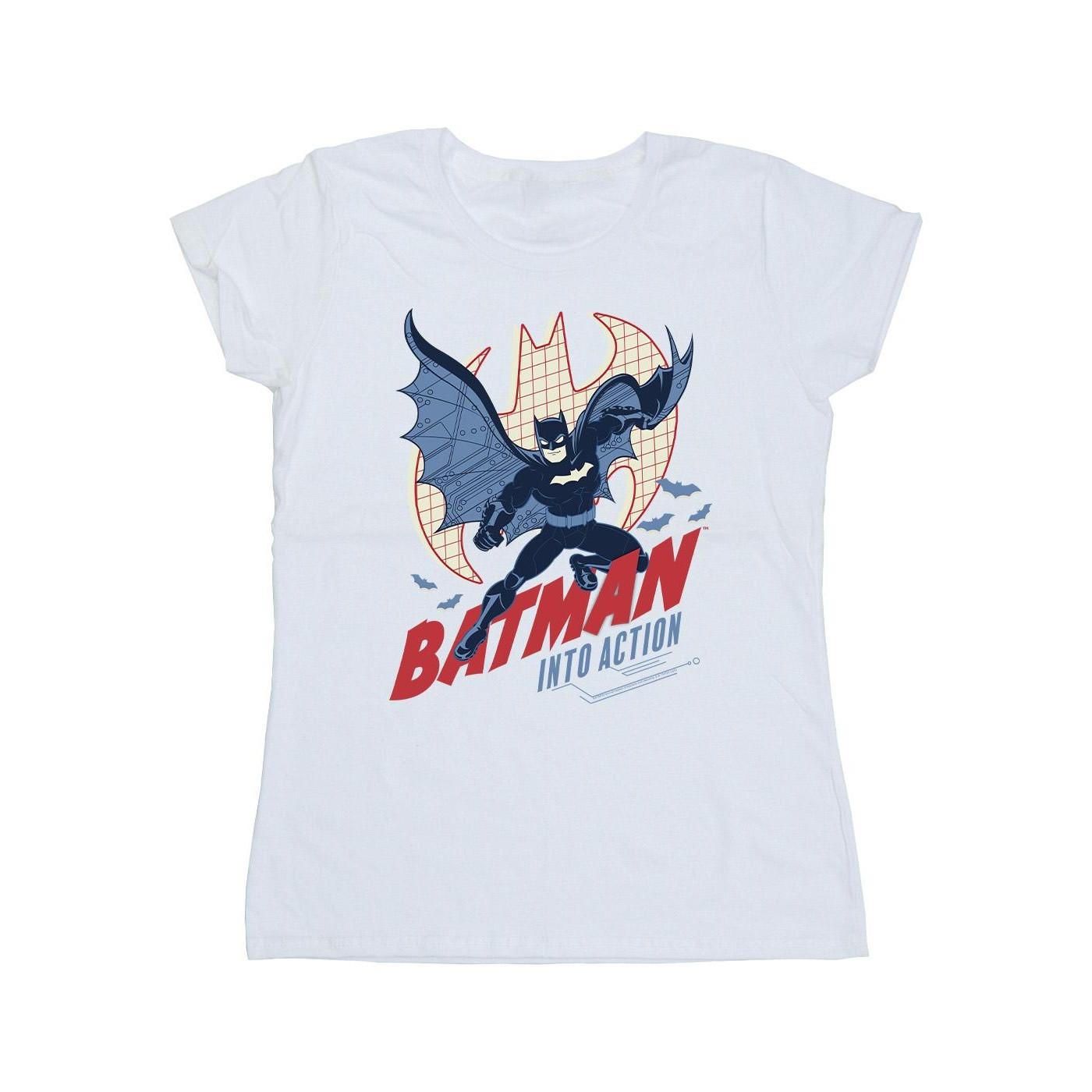Image of Batman Into Action Tshirt Damen Weiss M