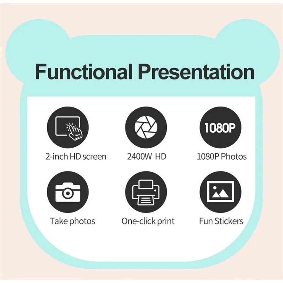 KAMA  Appareil photo digital pour enfants avec impression instantanée 