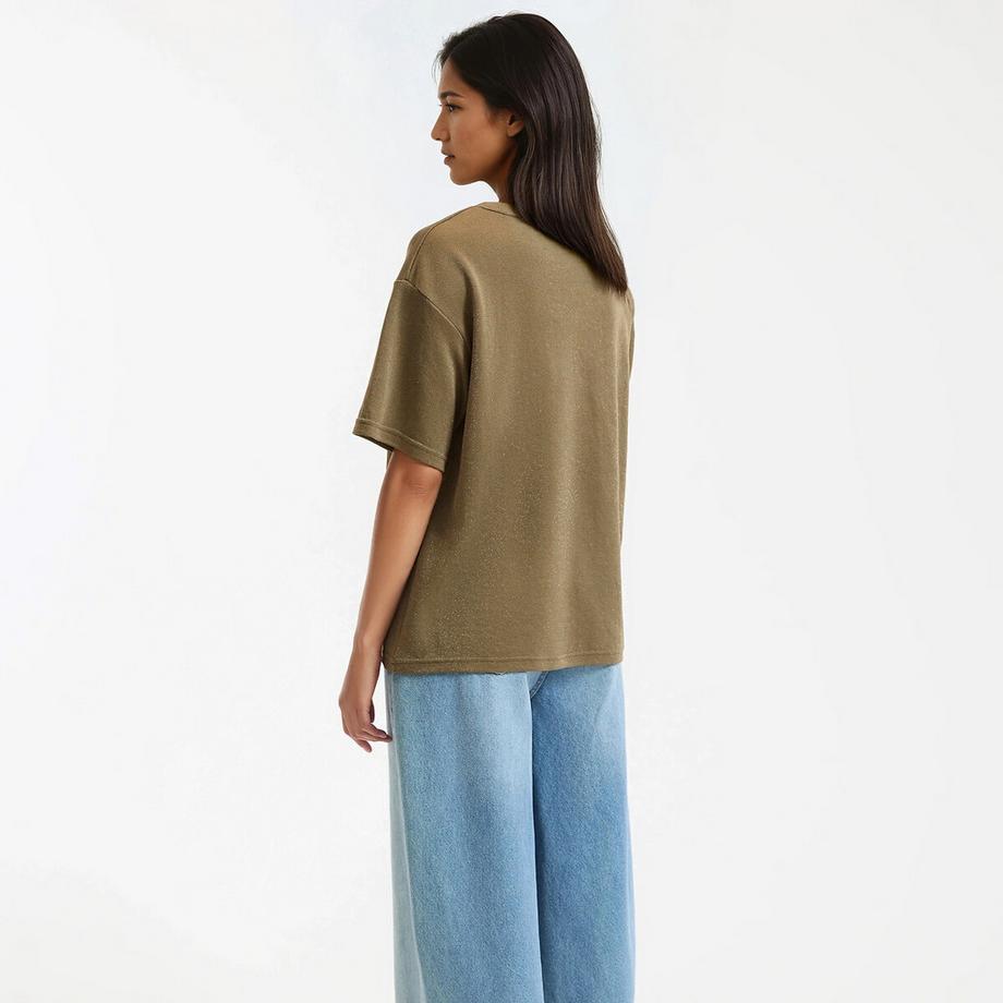 La Redoute Collections Rundhals Pailletten T-Shirt  