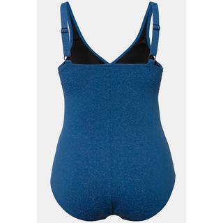 Ulla Popken  Maillot de bain scintillant style cache-cœur, bonnets souples, matière recyclée 