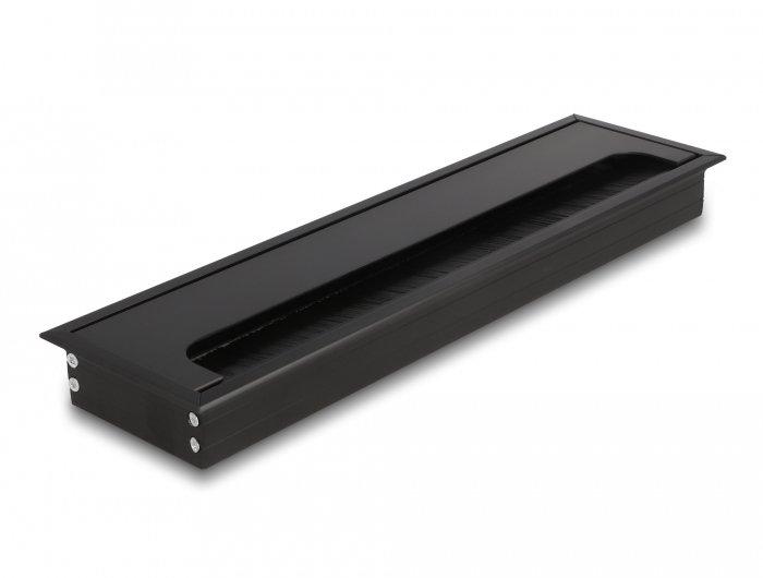 DeLock  Passacavo per montaggio su tavolo con spazzola 300 x 80 x 28 mm nero 