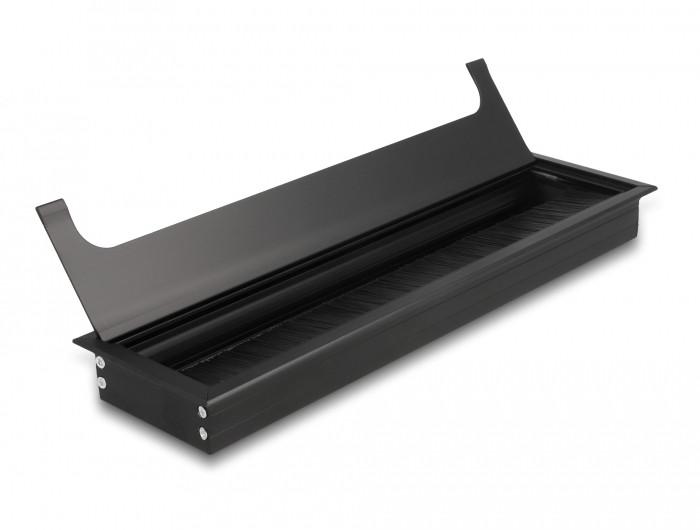 DeLock  Kabeldurchführung für Tischeinbau mit Bürste 300 x 80 x 28 mm schwarz 