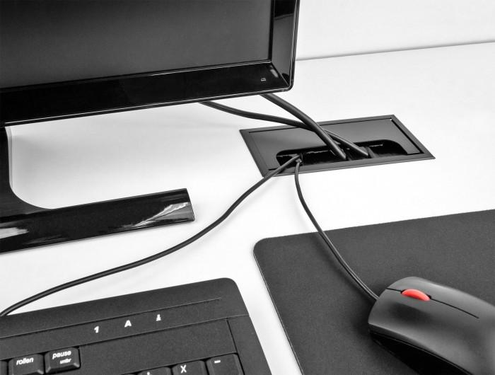 DeLock  Kabeldurchführung für Tischeinbau mit Bürste 300 x 80 x 28 mm schwarz 