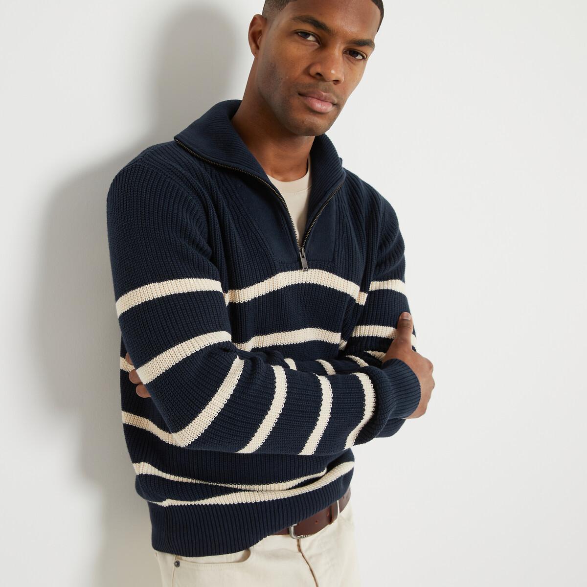 Image of Gestreifter Troyer-pullover Unisex Blau S