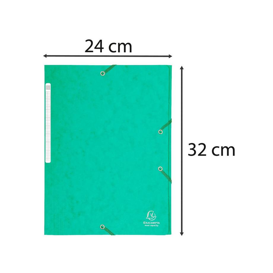 Exacompta Cartella 3 lembi con elastici Maxi capacity cartoncino lustré 425g/mq - A4 - x 50  