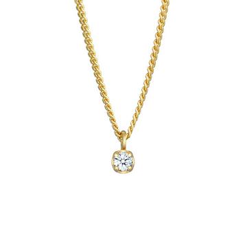 Halskette Solitär Diamant (0.03 Ct.) Elegant 375 Gelbgold