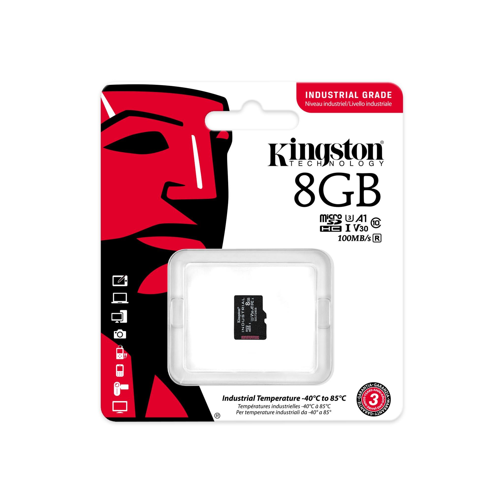 KINGSTON TECHNOLOGY  Kingston Technology Industrial 8 GB MicroSDHC UHS-I Classe 10 