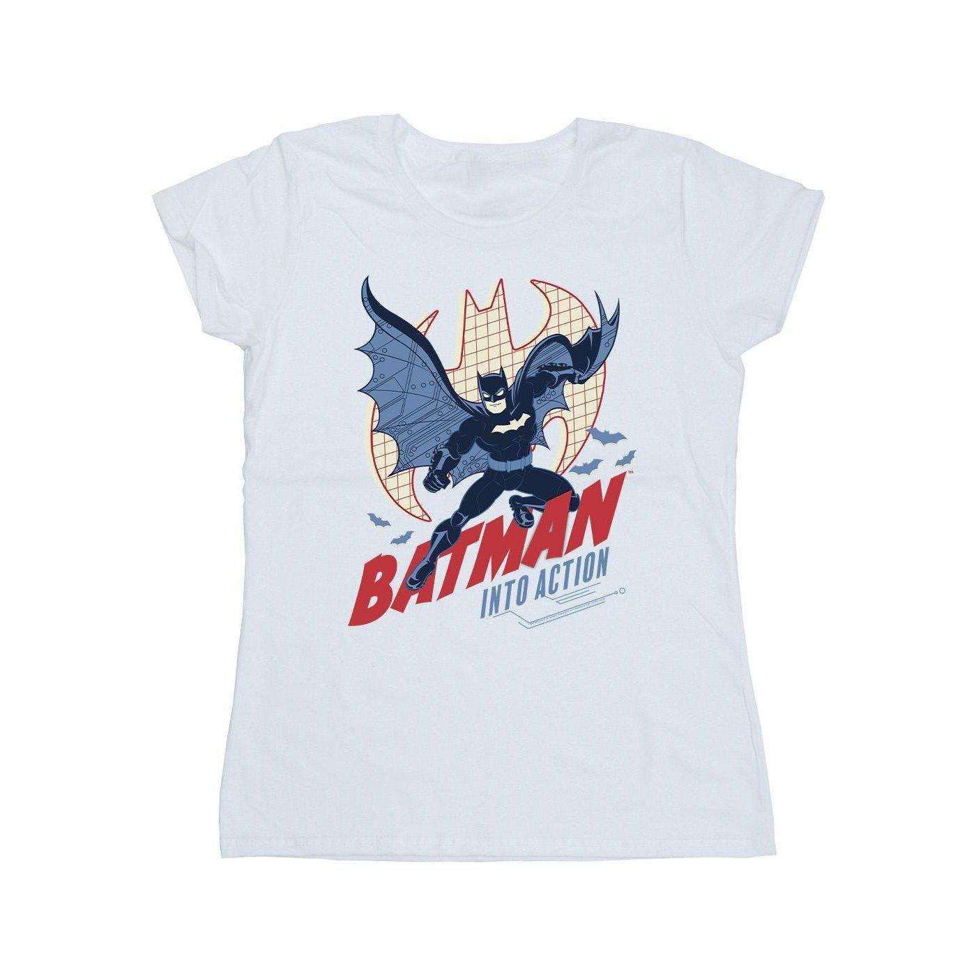 Image of Batman Into Action Tshirt Damen Weiss S