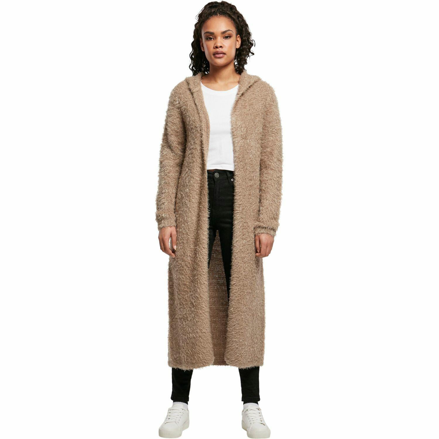 URBAN CLASSICS  Cardigan long femme  hooded feather-grandes tailles 