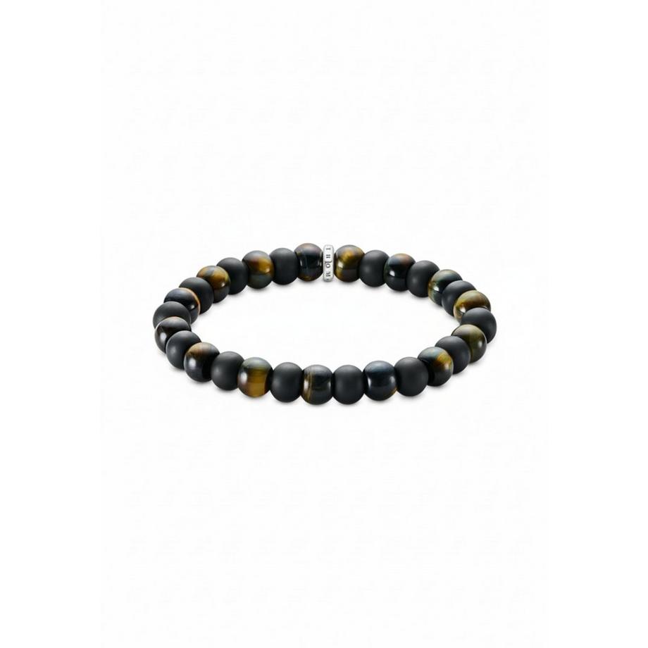 Armband mit Obsidianund TigeraugePerlen ()