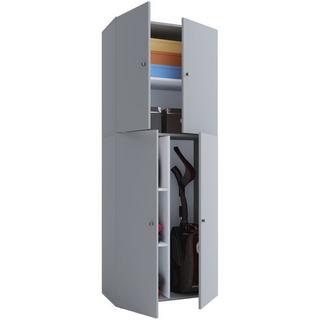 VCM Holz Besenschrank Staubsauger Putzschrank Haushaltsschrank Drehtüren Lona  