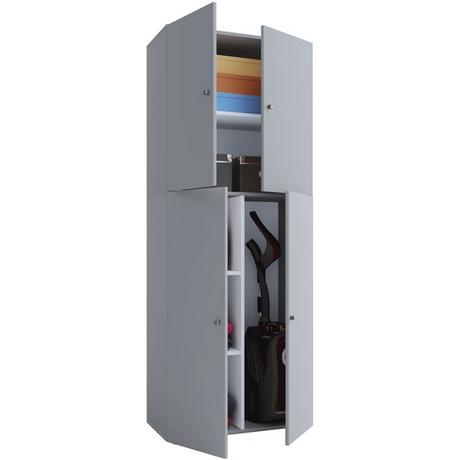 VCM Holz Besenschrank Staubsauger Putzschrank Haushaltsschrank Drehtüren Lona  