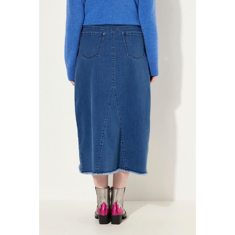 Ulla Popken Jeansrock A-Linie Fransensaum  